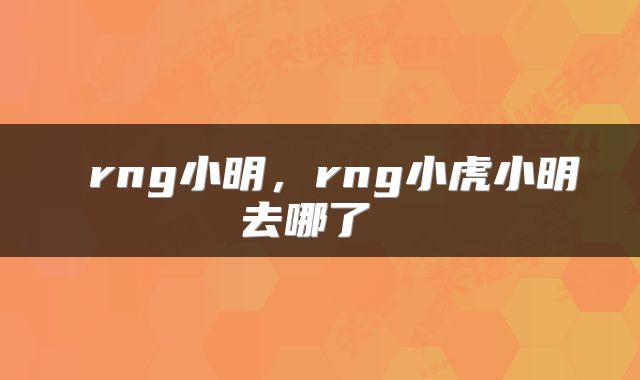  rng小明，rng小虎小明去哪了 