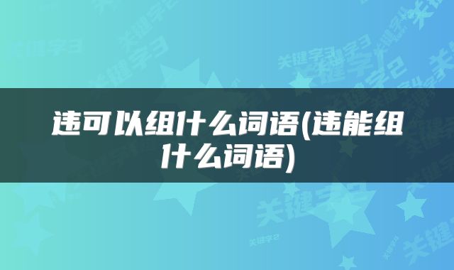 违可以组什么词语(违能组什么词语)