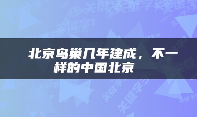  北京鸟巢几年建成，不一样的中国北京 