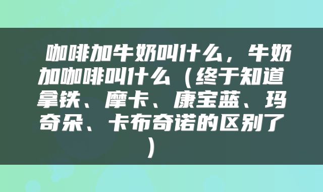  咖啡加牛奶叫什么，牛奶加咖啡叫什么（终于知道拿铁、摩卡、康宝蓝、玛奇朵、卡布奇诺的区别了） 