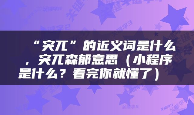  “突兀”的近义词是什么，突兀森郁意思（小程序是什么？看完你就懂了） 