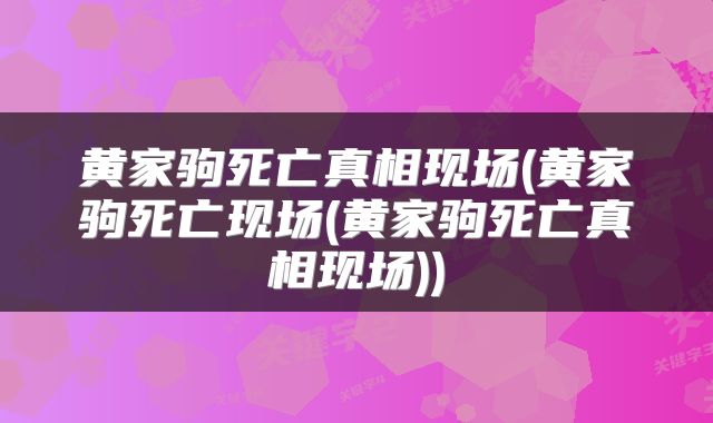 黄家驹死亡真相现场(黄家驹死亡现场(黄家驹死亡真相现场))