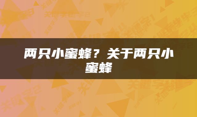 两只小蜜蜂？关于两只小蜜蜂