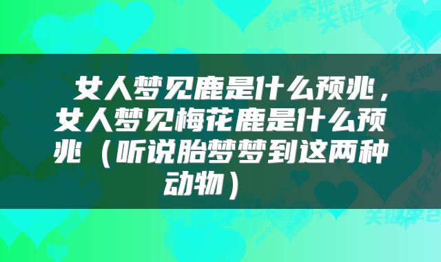  女人梦见鹿是什么预兆，女人梦见梅花鹿是什么预兆（听说胎梦梦到这两种动物） 
