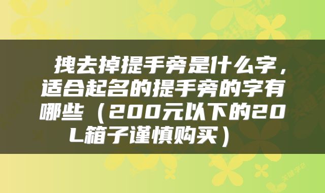  拽去掉提手旁是什么字，适合起名的提手旁的字有哪些（200元以下的20L箱子谨慎购买） 