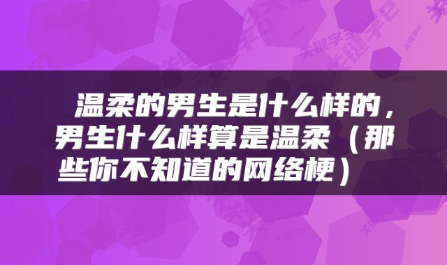  温柔的男生是什么样的，男生什么样算是温柔（那些你不知道的网络梗） 