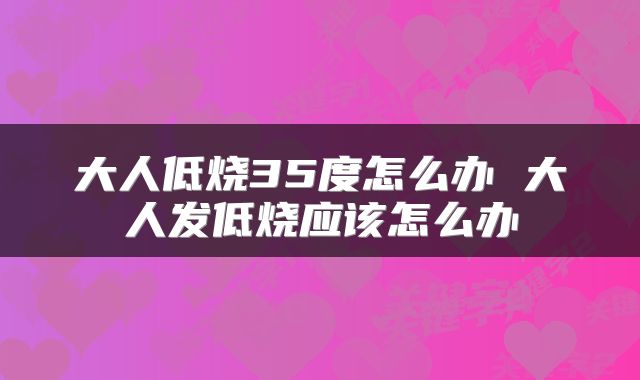 大人低烧35度怎么办 大人发低烧应该怎么办
