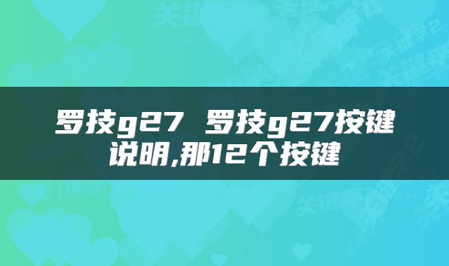 罗技g27 罗技g27按键说明,那12个按键