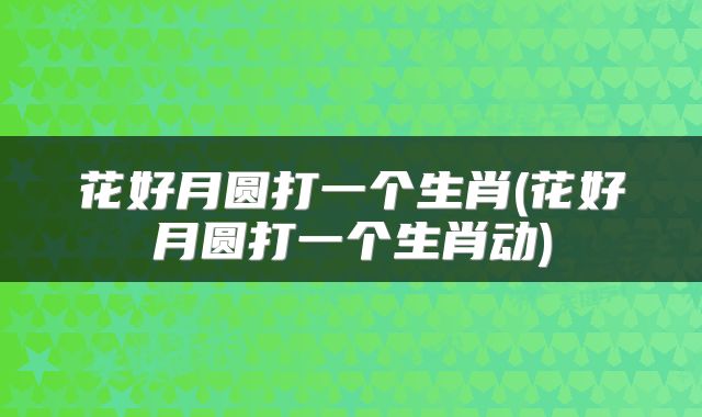 花好月圆打一个生肖(花好月圆打一个生肖动)