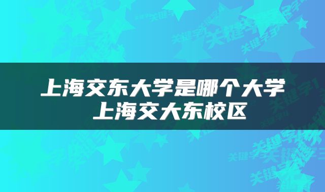 上海交东大学是哪个大学 上海交大东校区