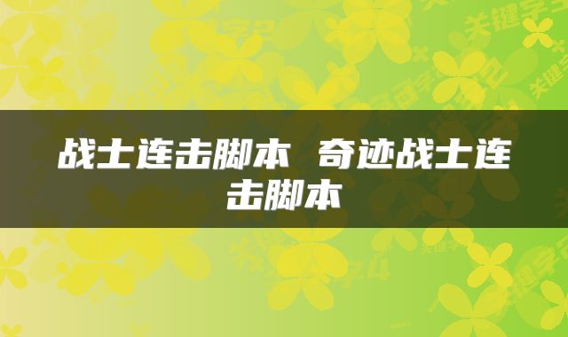战士连击脚本 奇迹战士连击脚本