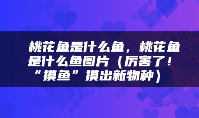  桃花鱼是什么鱼，桃花鱼是什么鱼图片（厉害了！“摸鱼”摸出新物种） 