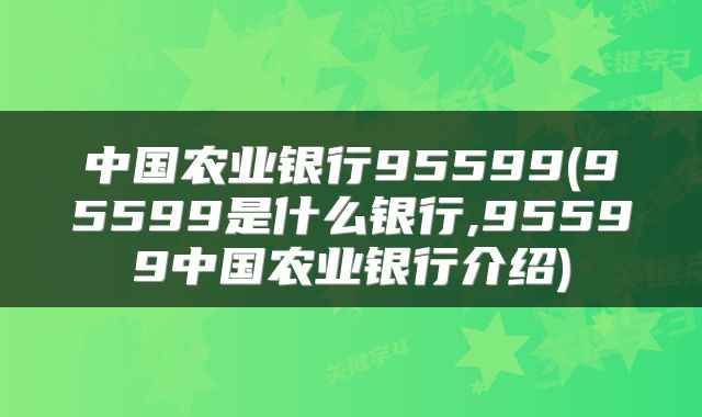 中国农业银行95599(95599是什么银行,95599中国农业银行介绍)