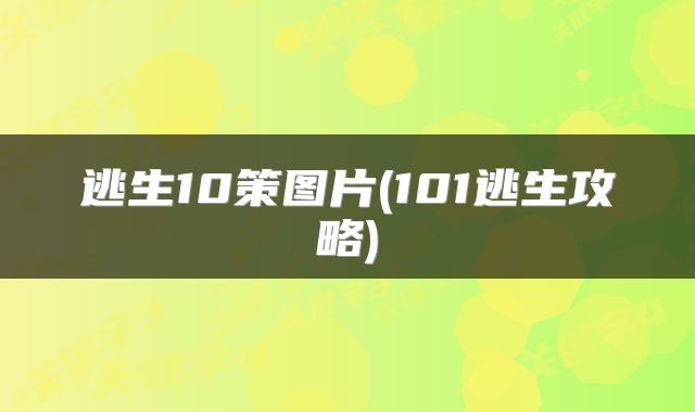 逃生10策图片(101逃生攻略)