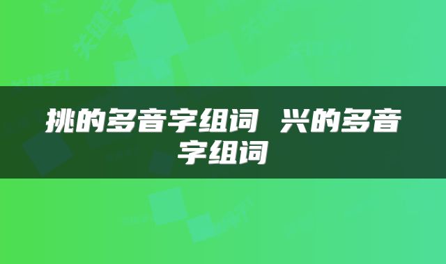 挑的多音字组词 兴的多音字组词