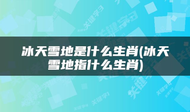 冰天雪地是什么生肖(冰天雪地指什么生肖)
