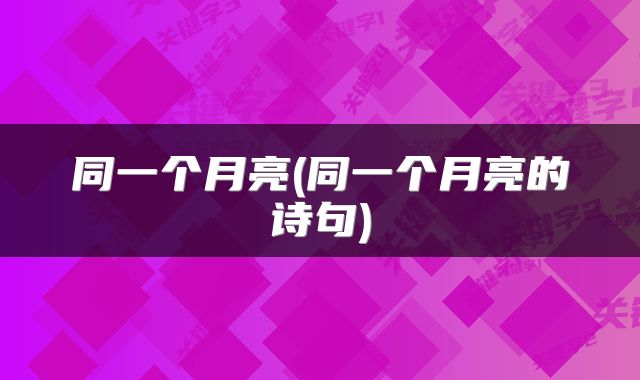 同一个月亮(同一个月亮的诗句)