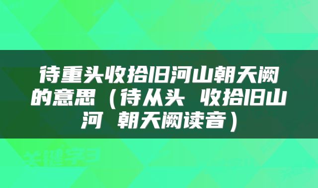 待重头收拾旧河山朝天阙的意思（待从头 收拾旧山河 朝天阙读音）