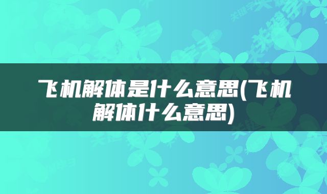 飞机解体是什么意思(飞机解体什么意思)