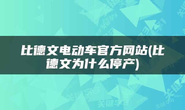 比德文电动车官方网站(比德文为什么停产)