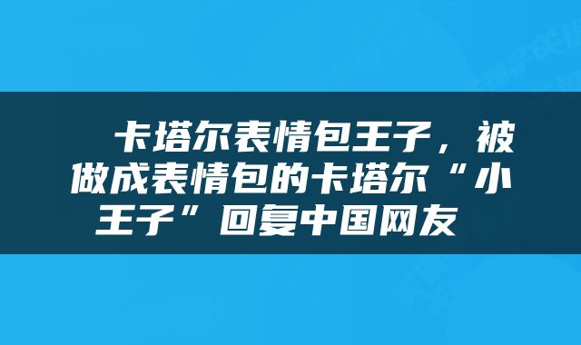  ​卡塔尔表情包王子，被做成表情包的卡塔尔“小王子”回复中国网友 