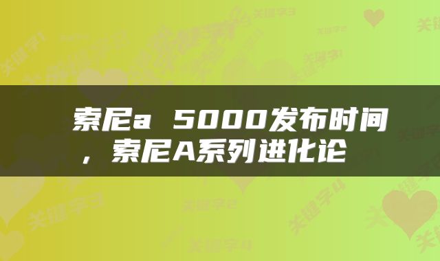  索尼a 5000发布时间，索尼A系列进化论 