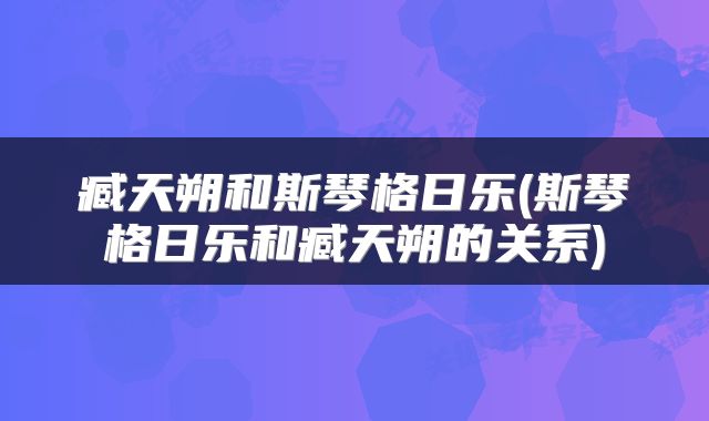 臧天朔和斯琴格日乐(斯琴格日乐和臧天朔的关系)