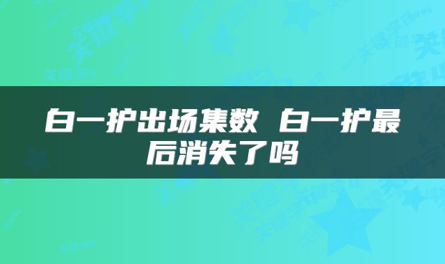 白一护出场集数 白一护最后消失了吗