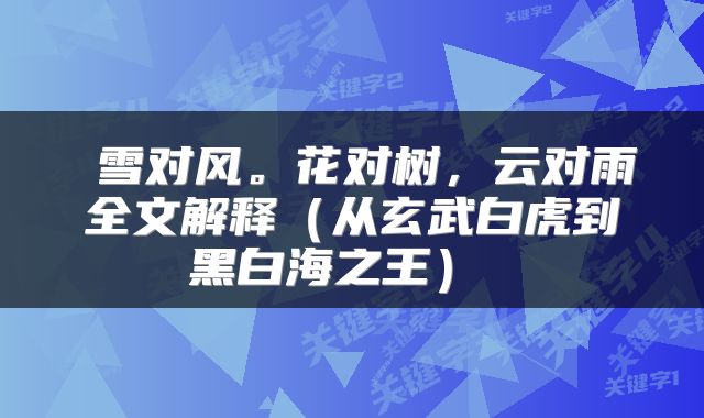  雪对风。花对树，云对雨全文解释（从玄武白虎到黑白海之王） 