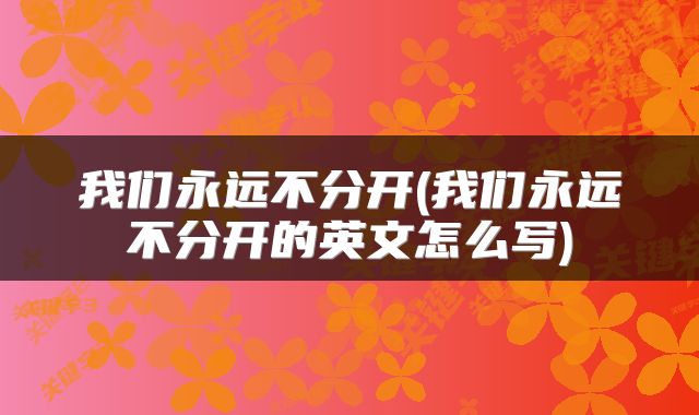 我们永远不分开(我们永远不分开的英文怎么写)