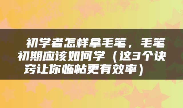  初学者怎样拿毛笔，毛笔初期应该如何学（这3个诀窍让你临帖更有效率） 