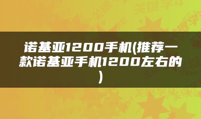 诺基亚1200手机(推荐一款诺基亚手机1200左右的)