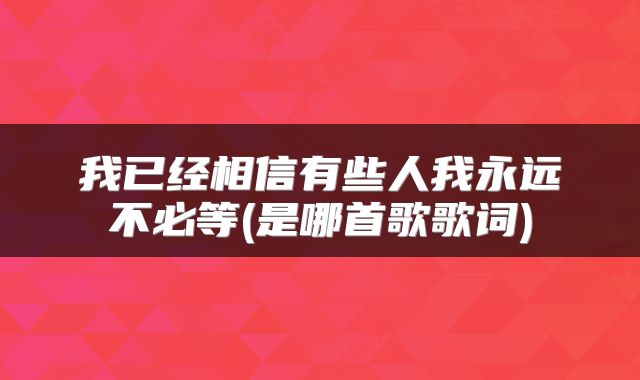 我已经相信有些人我永远不必等(是哪首歌歌词)