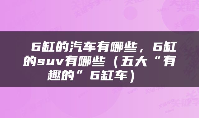  6缸的汽车有哪些，6缸的suv有哪些（五大“有趣的”6缸车） 