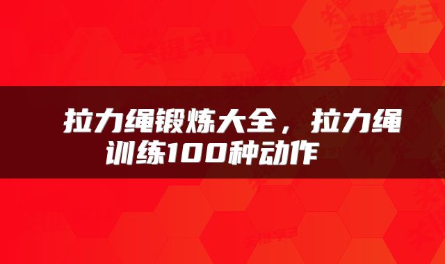  拉力绳锻炼大全，拉力绳训练100种动作 