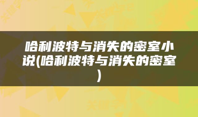 哈利波特与消失的密室小说(哈利波特与消失的密室)