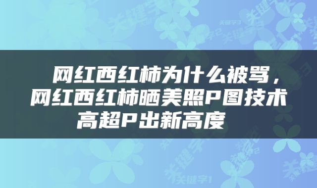  网红西红柿为什么被骂，网红西红柿晒美照P图技术高超P出新高度 