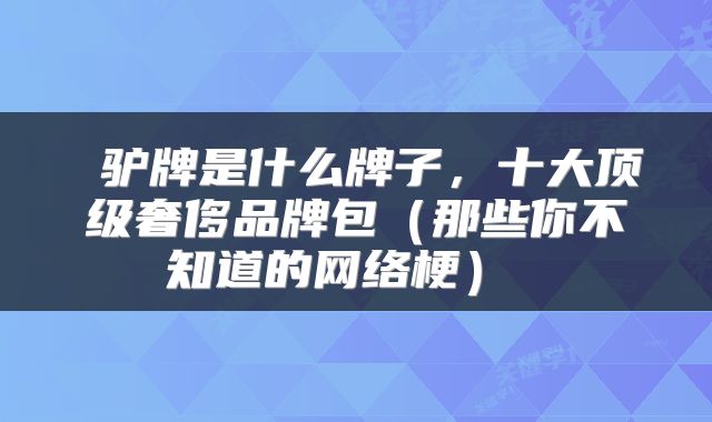  驴牌是什么牌子，十大顶级奢侈品牌包（那些你不知道的网络梗） 