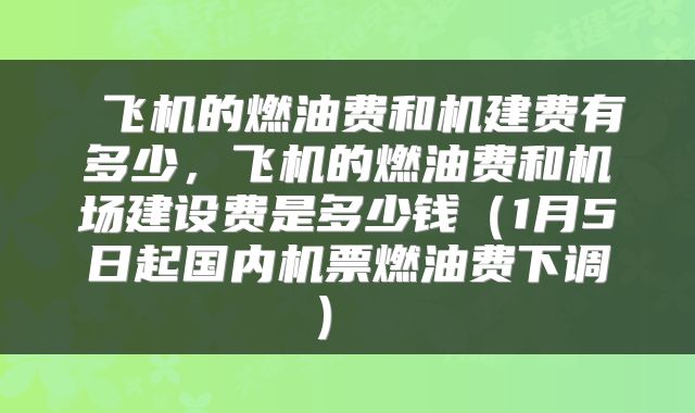 飞机的燃油费和机建费有多少,飞机的燃油费和机场建设费是多少钱(1月5日起国内机票燃油费下调)