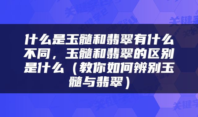 什么是玉髓和翡翠有什么不同，玉髓和翡翠的区别是什么（教你如何辨别玉髓与翡翠）