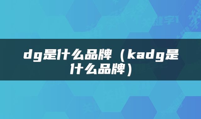 dg是什么品牌（kadg是什么品牌）