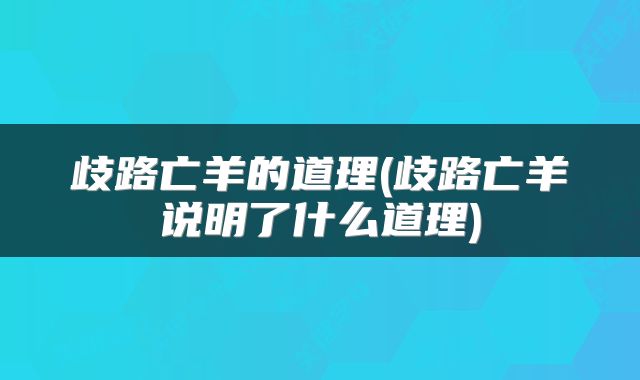 歧路亡羊的道理(歧路亡羊说明了什么道理)