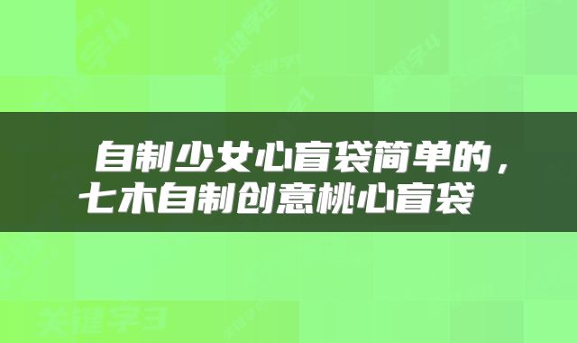  自制少女心盲袋简单的，七木自制创意桃心盲袋 