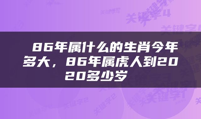  86年属什么的生肖今年多大，86年属虎人到2020多少岁 