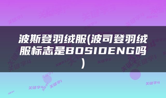波斯登羽绒服(波司登羽绒服标志是BOSIDENG吗)