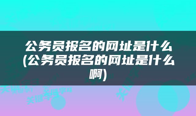 公务员报名的网址是什么(公务员报名的网址是什么啊)