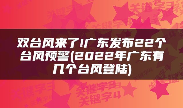 双台风来了!广东发布22个台风预警(2022年广东有几个台风登陆)