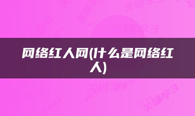 网络红人网(什么是网络红人)