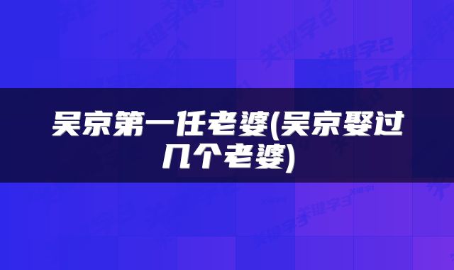 吴京第一任老婆(吴京娶过几个老婆)