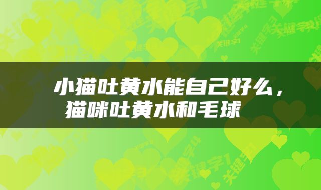  小猫吐黄水能自己好么，猫咪吐黄水和毛球 